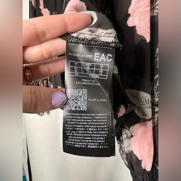 Guess Black and Pink Floral Sheer Long Sleeve Blouse Large - Picture 9 of 10